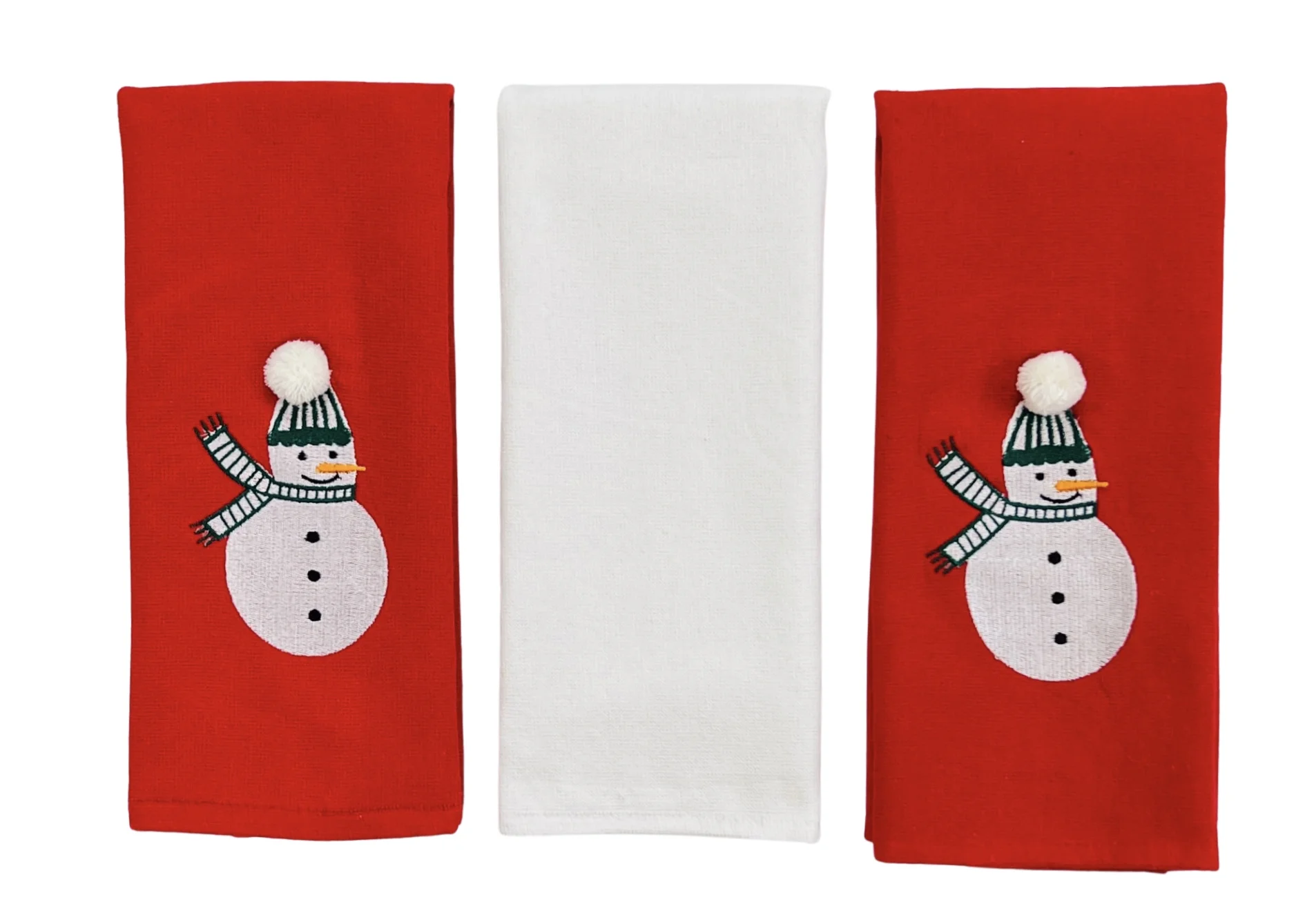 Serafina Home Holiday Christmas Kitchen Towels: Jolly Snowman Enjoying a Winter's Night with Friends