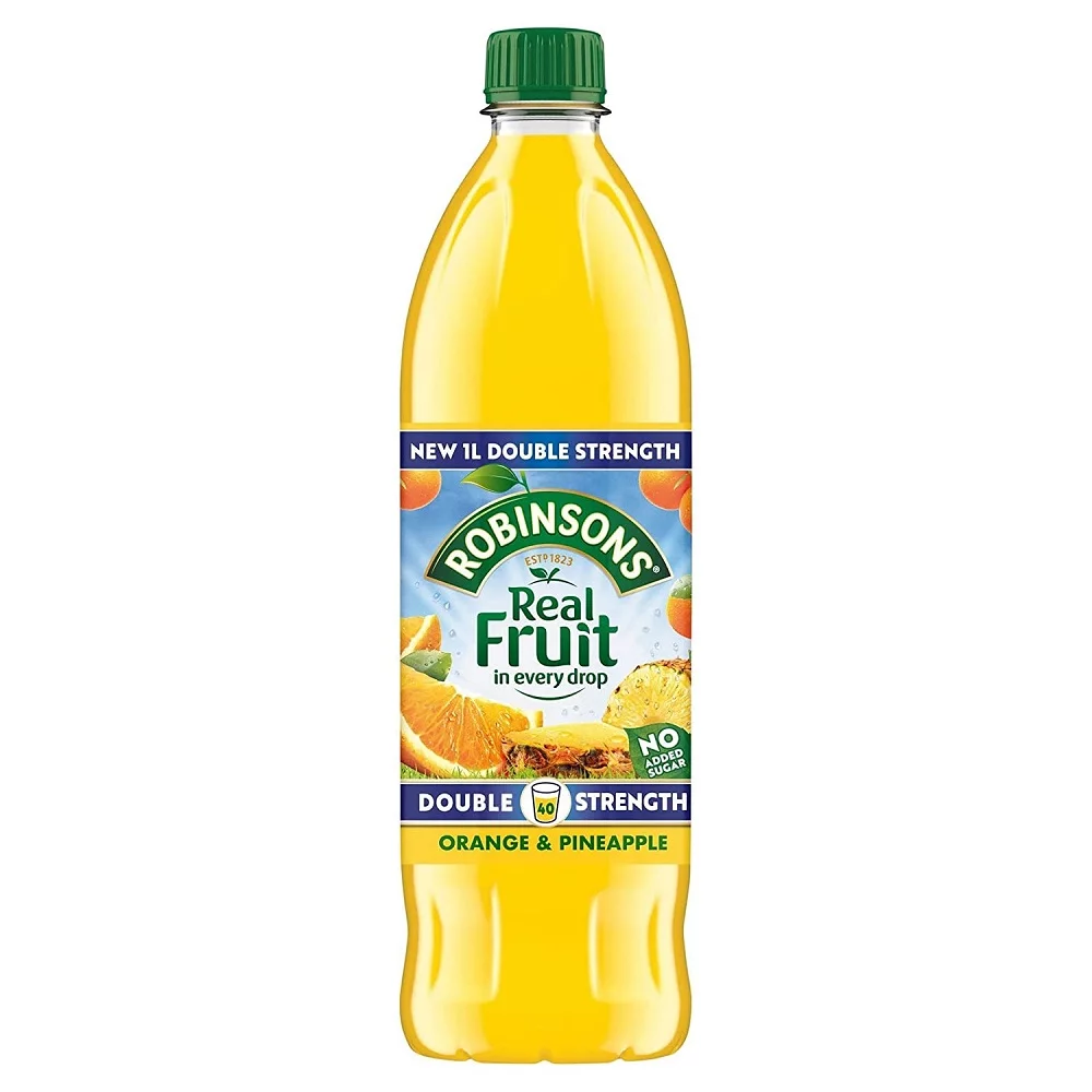 Robinsons Double Strength Orange & Pineapple Fruit Squash No Added Sugar 1000ml (Pack of 3)