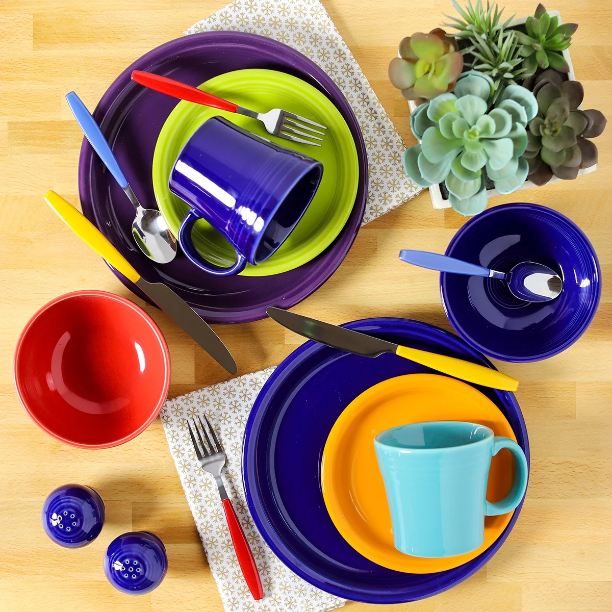 Fiesta Classic 12pc Ceramic Dinnerware Set Cool Mixed Colors