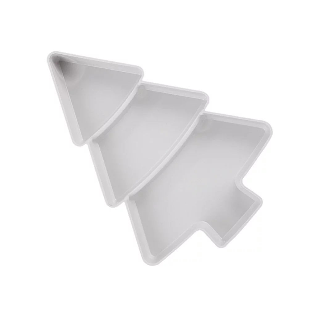 Creative Christmas Tree Shape Fruit Plate Household Plastic Nuts Snacks Plates Portable Dishes Serving Tray (White)