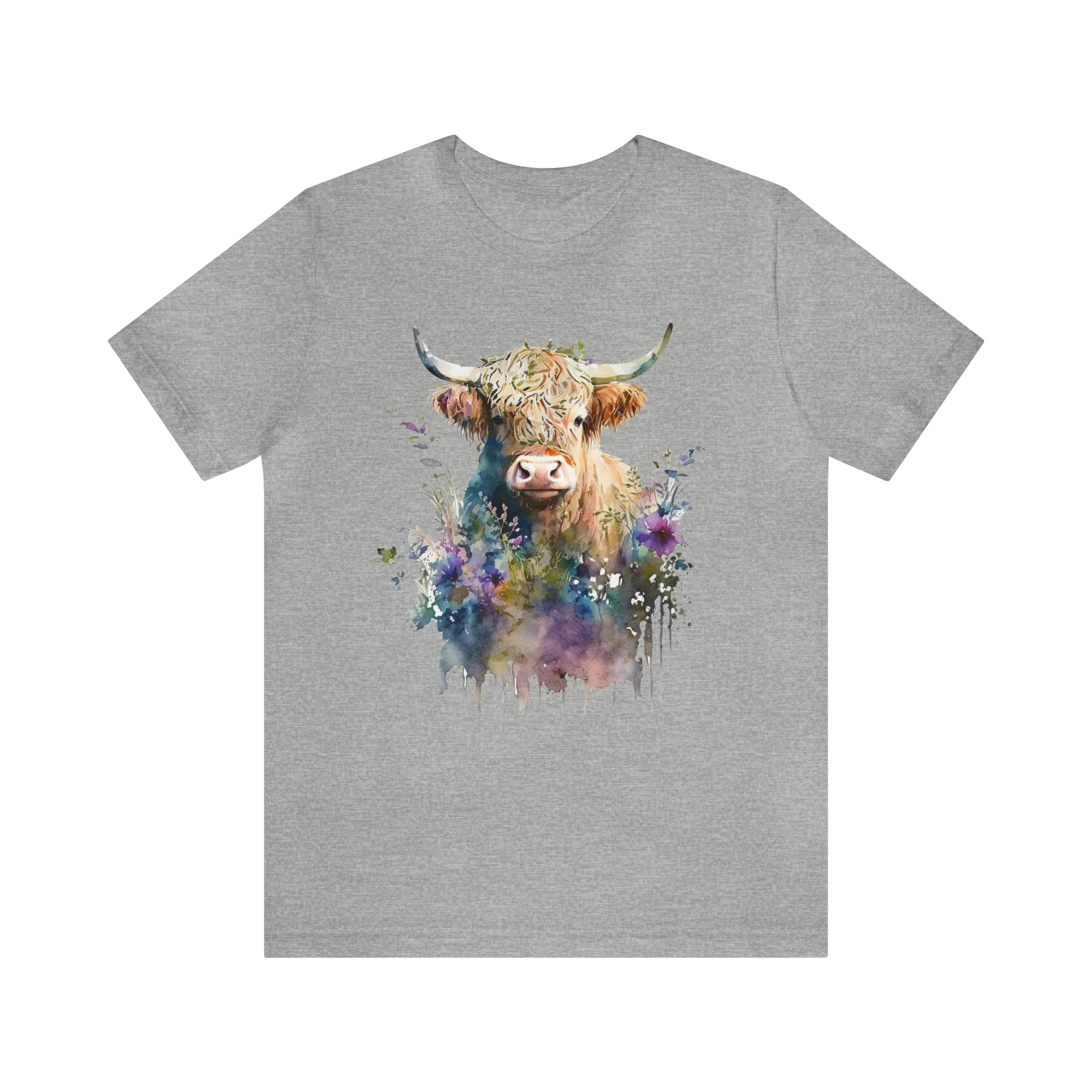 Women's Cute Highland Cow Shirt Highland Heifer Watercolor Design