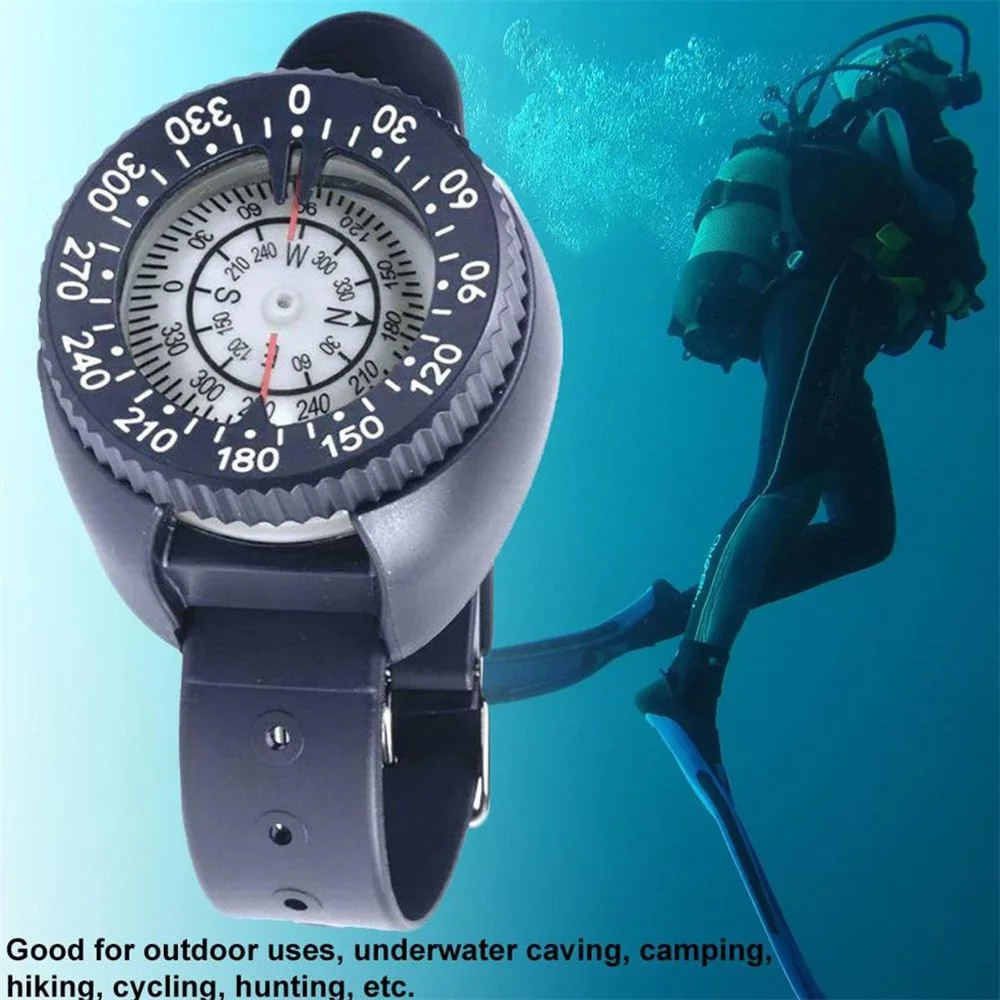 Occkic 164ft diving compass underwater cave camping compass with wrist strap diving watch, Black