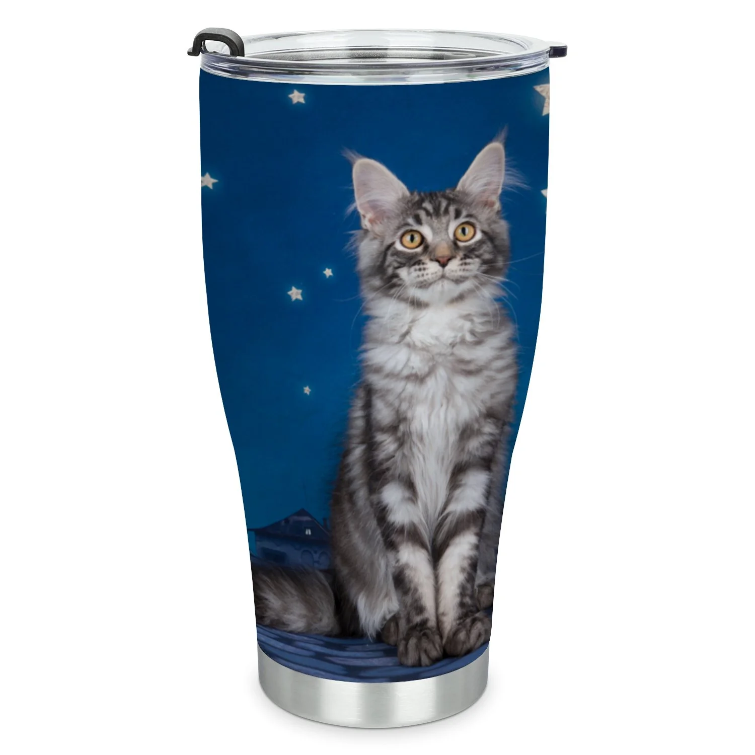 Hidove Stainless Steel Tumbler, Cat on the Roof 30oz Leak Proof & Stainless Steel Bottle for Hot & Cold Drinks - Coffee Travel Mug, Water Metal Canteen, Thermal Cup