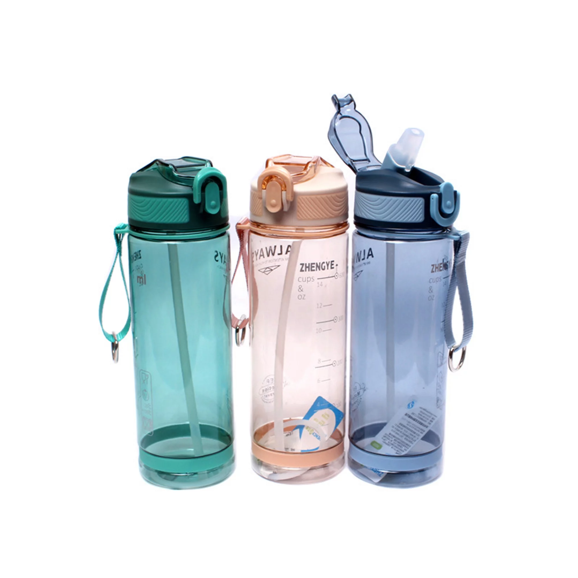 One opening Large-capacity Sports Water Bottle Straw Cup Duckbill Cup Adult Plastic Portable Fitness Water Bottle