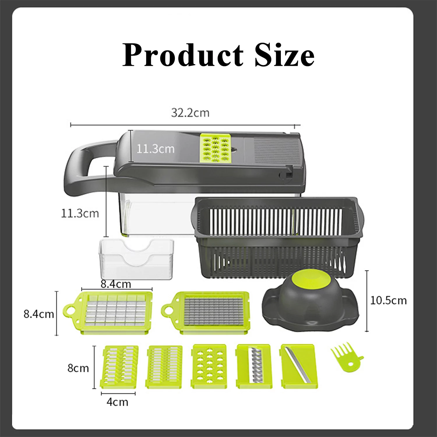 Ptlom Vegetable Chopper with 8 Blades:Mandoline Slicer Onion Chopper Dicer Egg Separator Slicer Vegetable Chopper Cutter Slicer,Food Chopper Dicer Slicer with Container for Kitchen