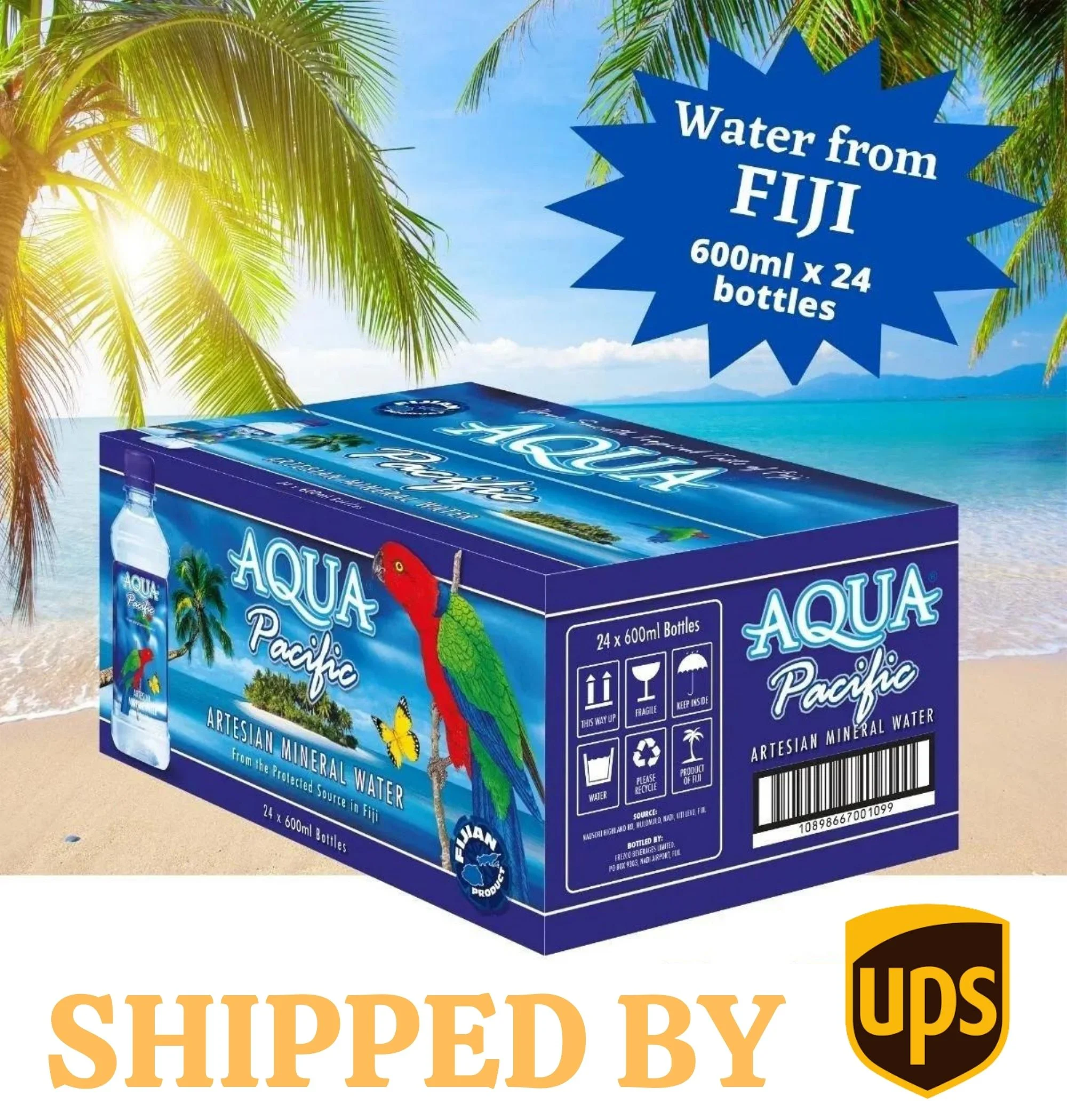 From FIJI - Aqua Pacific® Natural ARTESIAN Mineral Water Case Pack of 24 (20 Oz) Discover Fiji's Finest H20, Naturally High pH & Alkaline