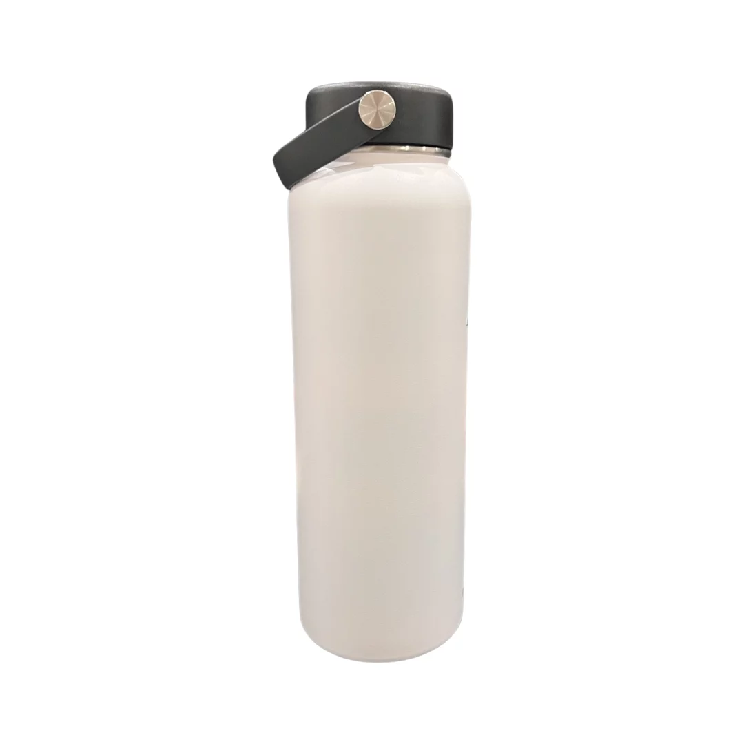 Vacuum Insulated Bottle with 3 Lids - Stainless Steel Thermally Insulated Flask - 40 fl oz - White - by Polerce