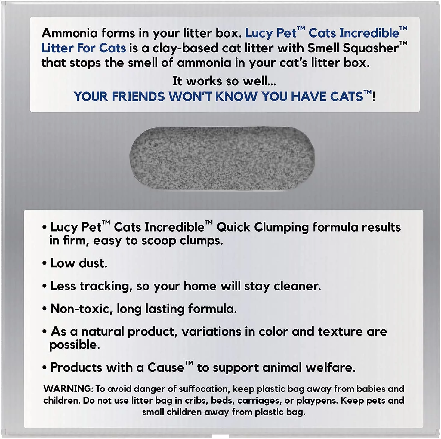 Lucy Pet Products Cats Incredible Clumping Cat Litter Unscented, 18 lb