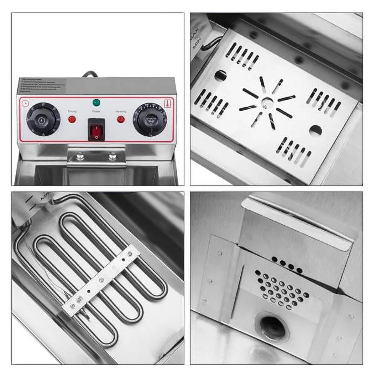 EH102V 16.9QT / 16L Total Capacity 24.9QT/23.6L Stainless Steel Faucet Double Tank Deep Fryer 3400W MAX (8L 8L Big Blue/Large Handle)