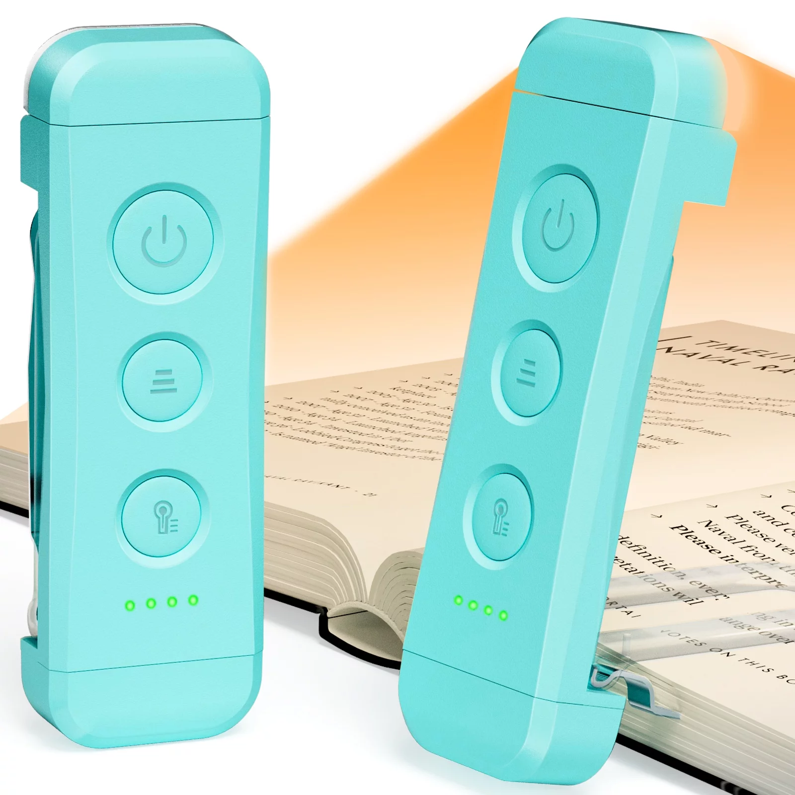 Glocusent USB Rechargeable Book Light for Reading in Bed, Portable Clip-on LED Reading Light, 3 Amber Colors & 5 Brightness Dimmable, Compact & Long Lasting, Perfect Gift for Book Lovers, Kids