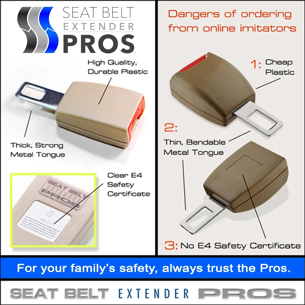 Seat Belt Extender Pros Subaru XV 2013 Crosstrek Front Seats Extender - E-Mark Certified, 7 Inch, Black