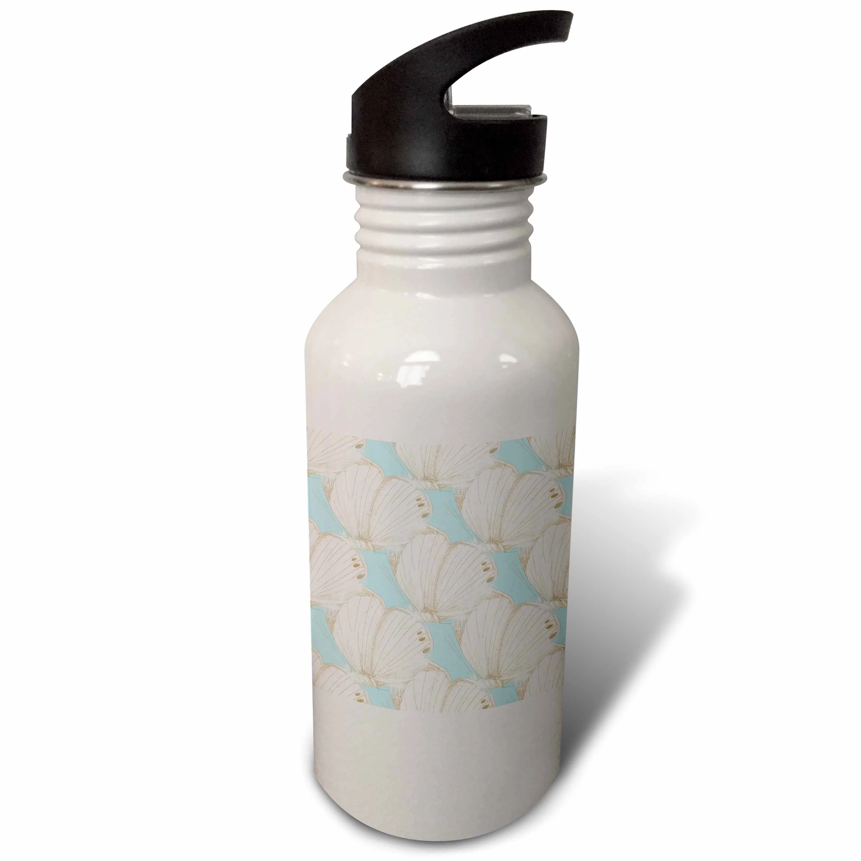 Pretty White Butterflies in a blue sky 21 oz Sports Water Bottle wb-164518-1