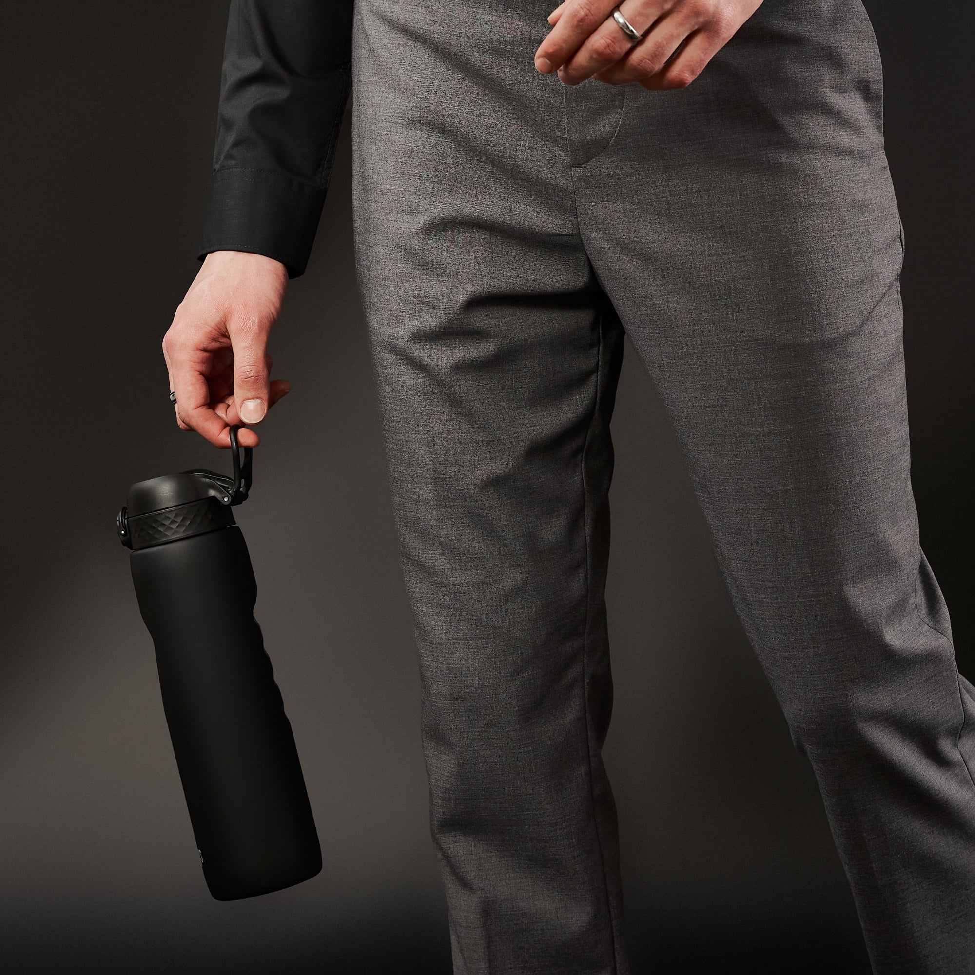 ION8 Leak Proof Flip-Top 1 Litre Water Bottle, BPA Free, Dishwasher-Safe, Black, 1000ml (32oz)