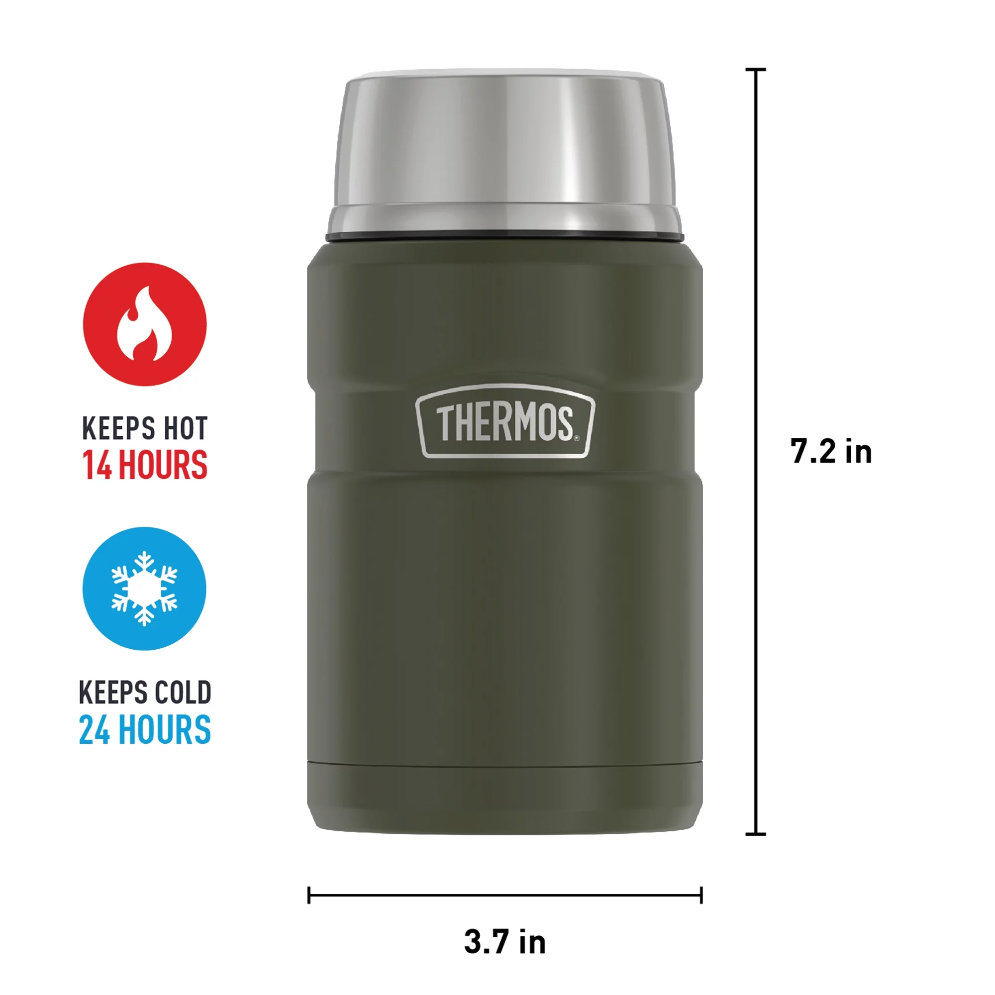 Thermos Stainless King Food Jar, Army Green, 24 fl oz