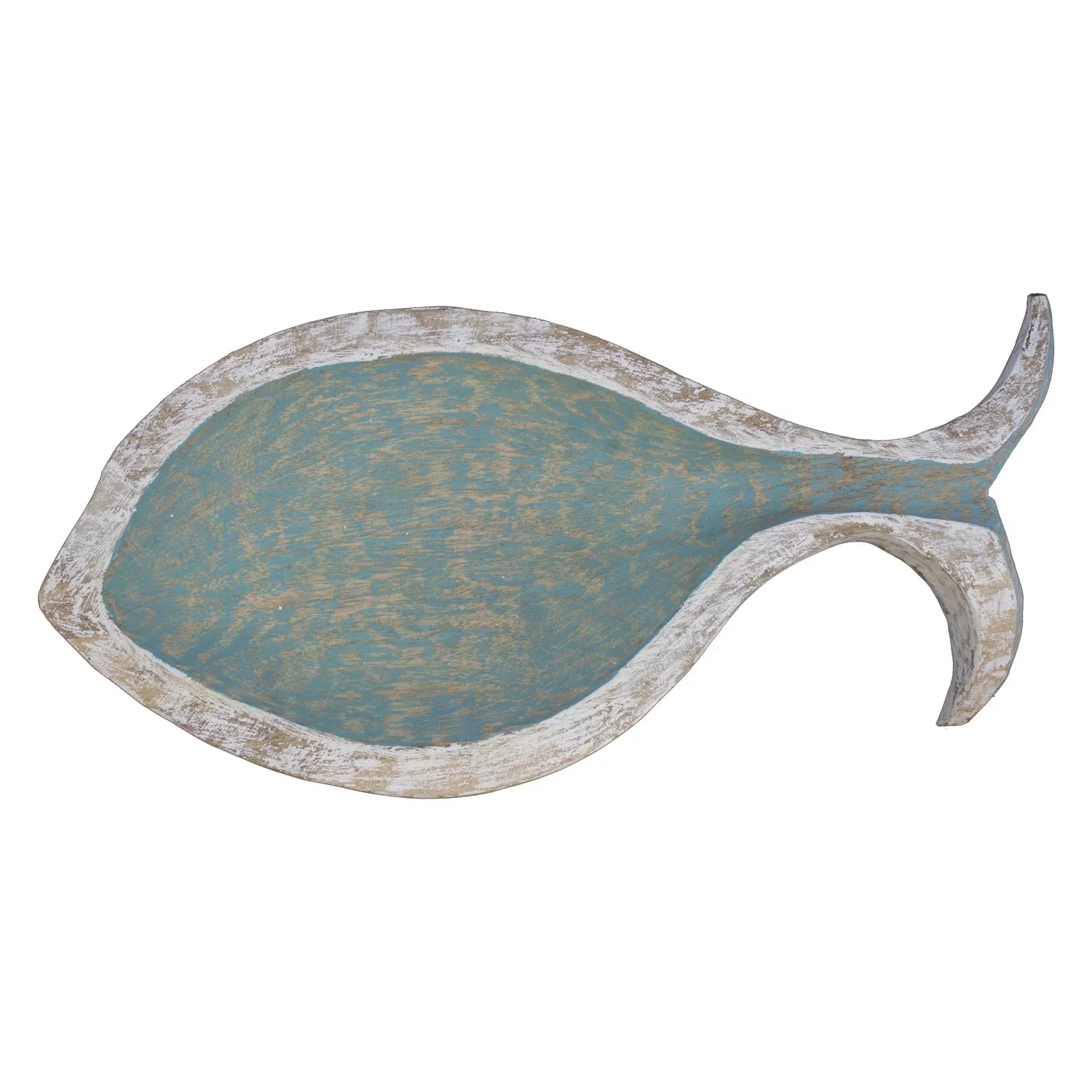 Teal Fish Serving Bowl- Mango Wood