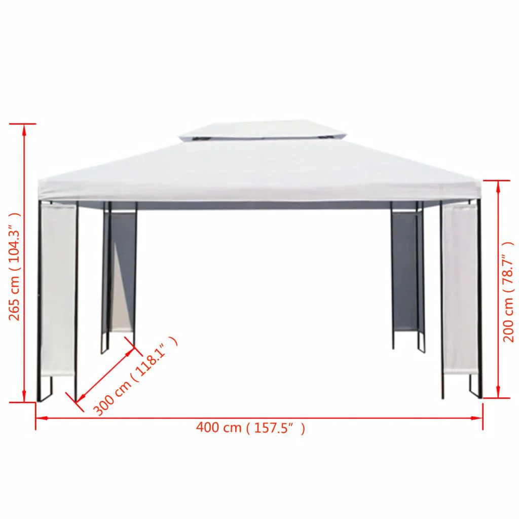 Anself Gazebo Steel Frame Garden Fabric Canopy Tent Sun Shelter White for Patio, Wedding, BBQ, Party, Camping Trip, Festival Cater Events 118.1 x 157.5 Inches (W x D)