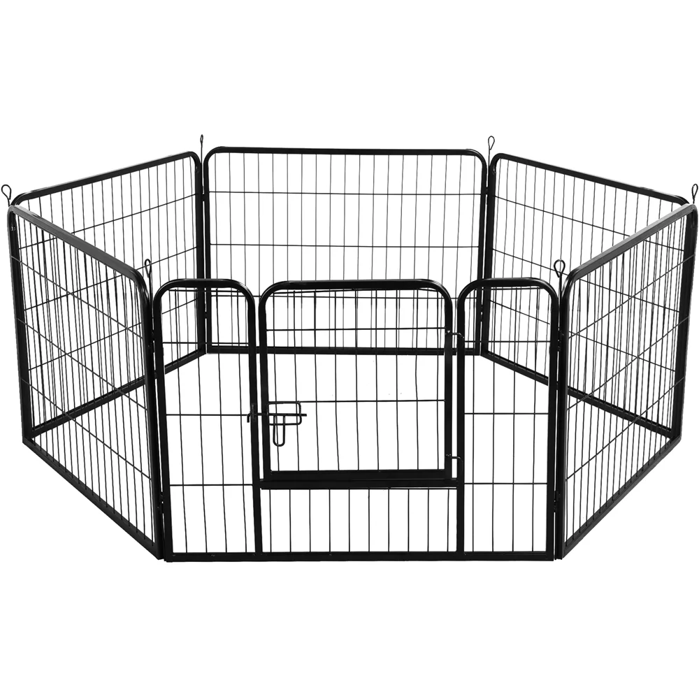 Topeakmart 6 Panels Heavy Duty Pet Playpen Dog Exercise Pen Cat Fence, 23.6''H, Black