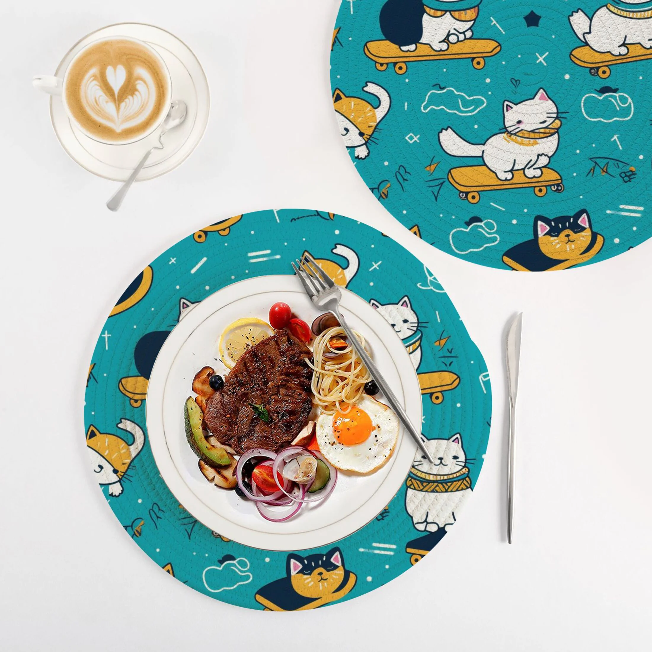 Cat with Skateboard 3 PCs Pot Holders Trivets Kitchen 15