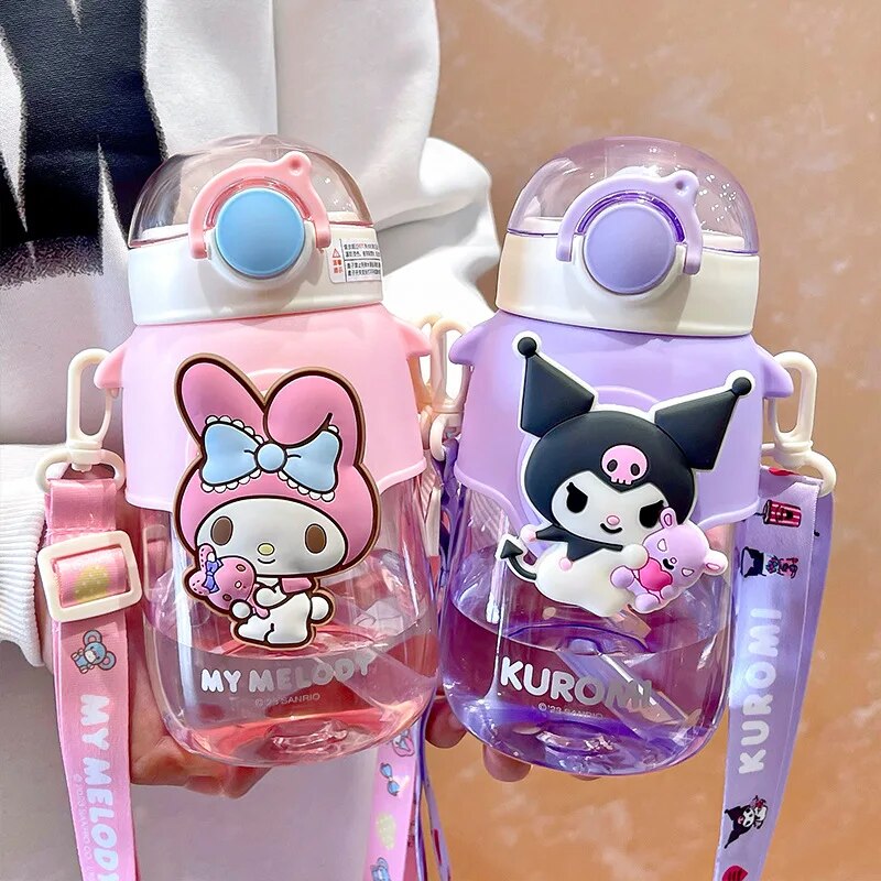 690ml Sanrio Large Capacity Water Bottle Cinnamoroll Kuromi My Melody Portable Straw Water Cup for Outdoor Sports Fitness My Melody