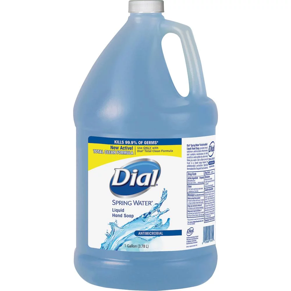 Dial Antimicrobial Liquid Hand Soap Spring Water Scent 1 gal Bottle 4/Carton 15926