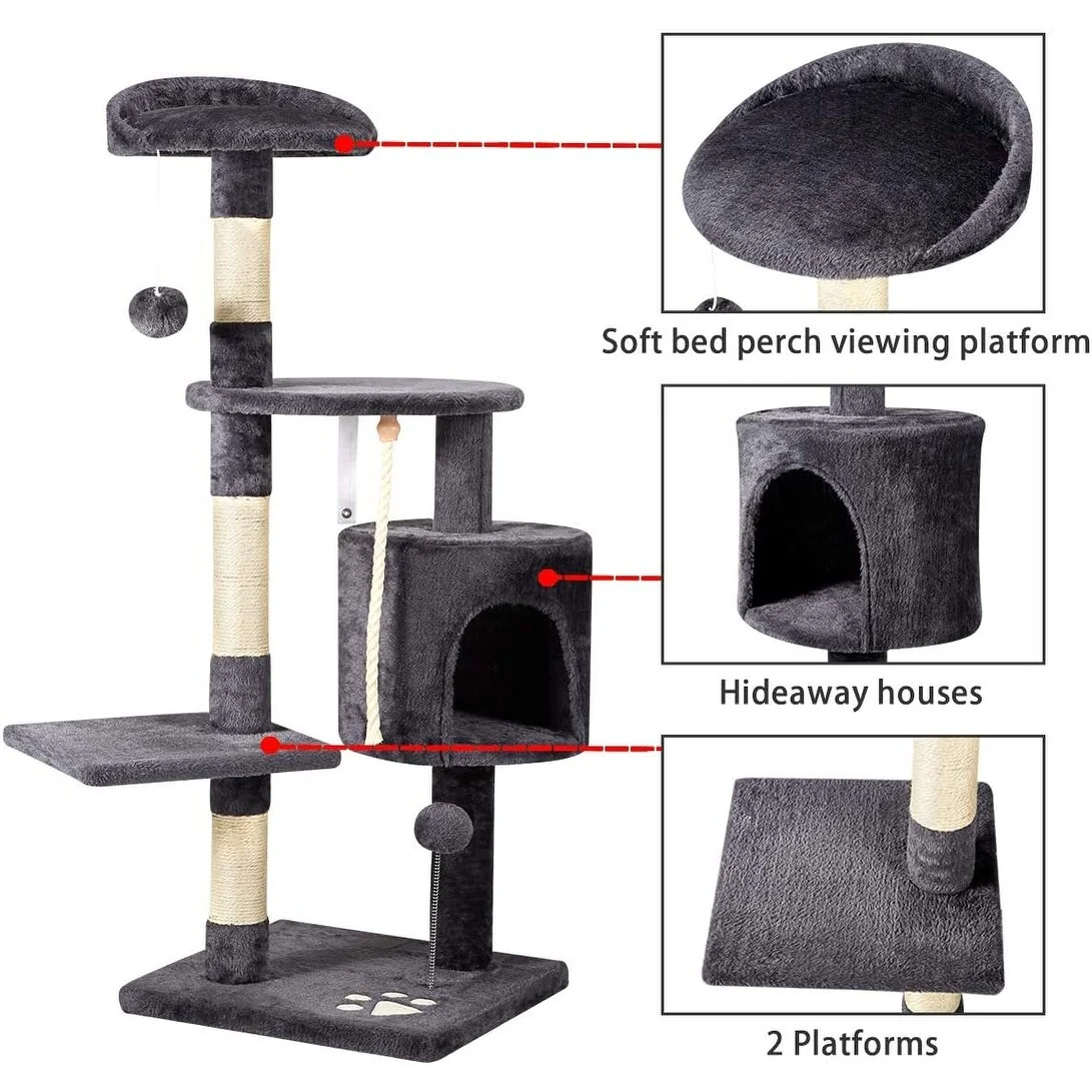EROMMY Multi-Level Cat  Tree Tower Condo DarkGrey