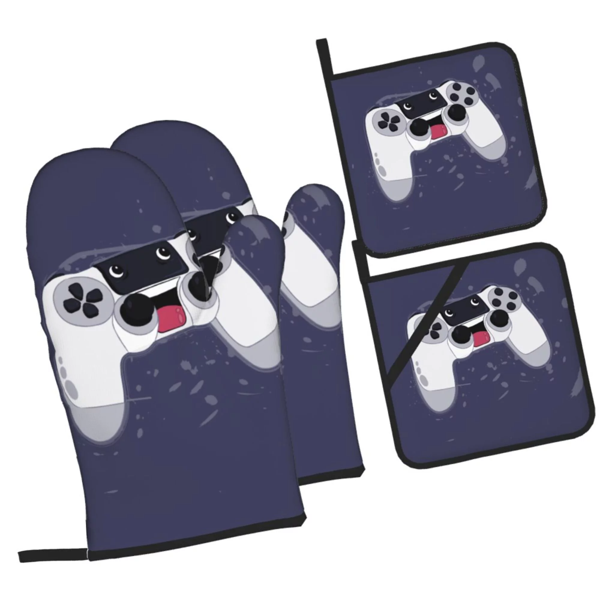 ZICANCN Oven Mitts and Pot Holders Sets,Game Controller Baking Sets Kitchen Heat Resistant 4 Pieces