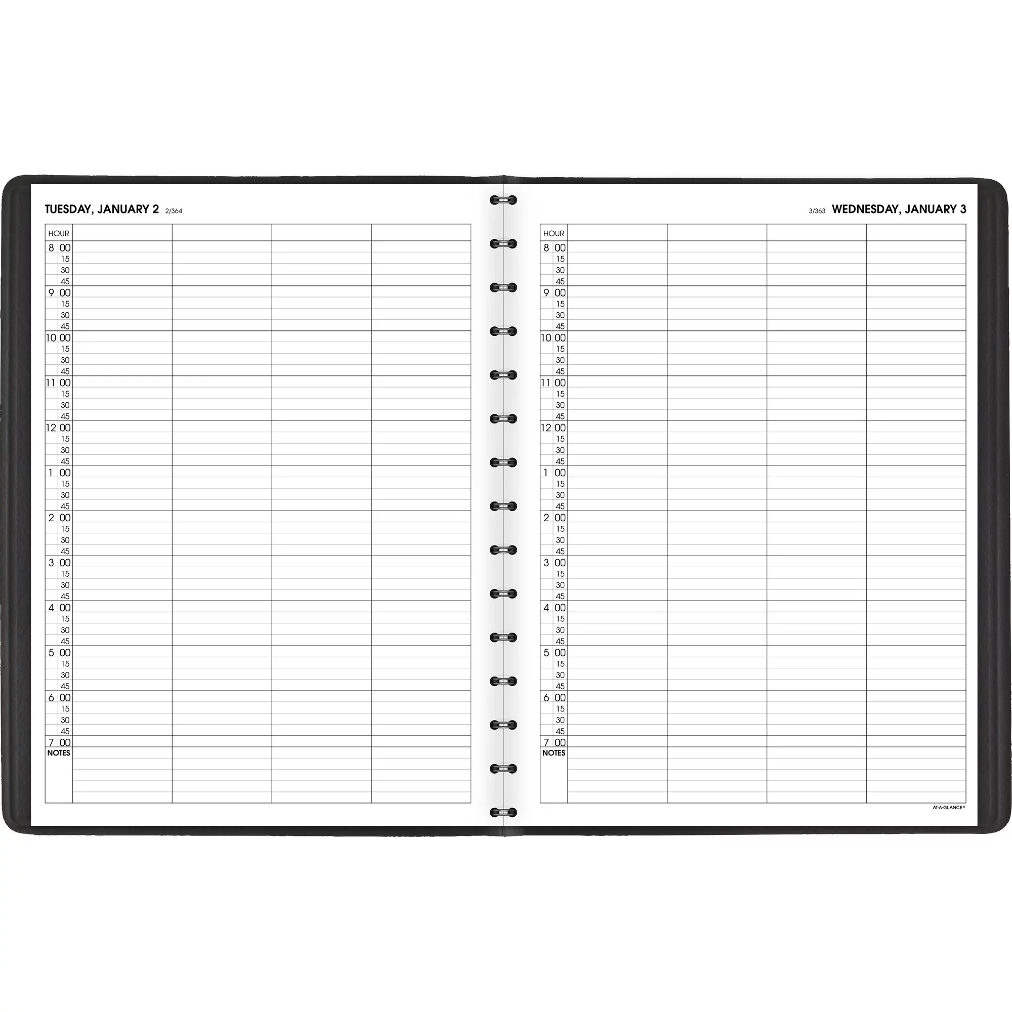 AT-A-GLANCE 2024 Four Person Group Daily Appointment Book Black Large 8 x 11 -