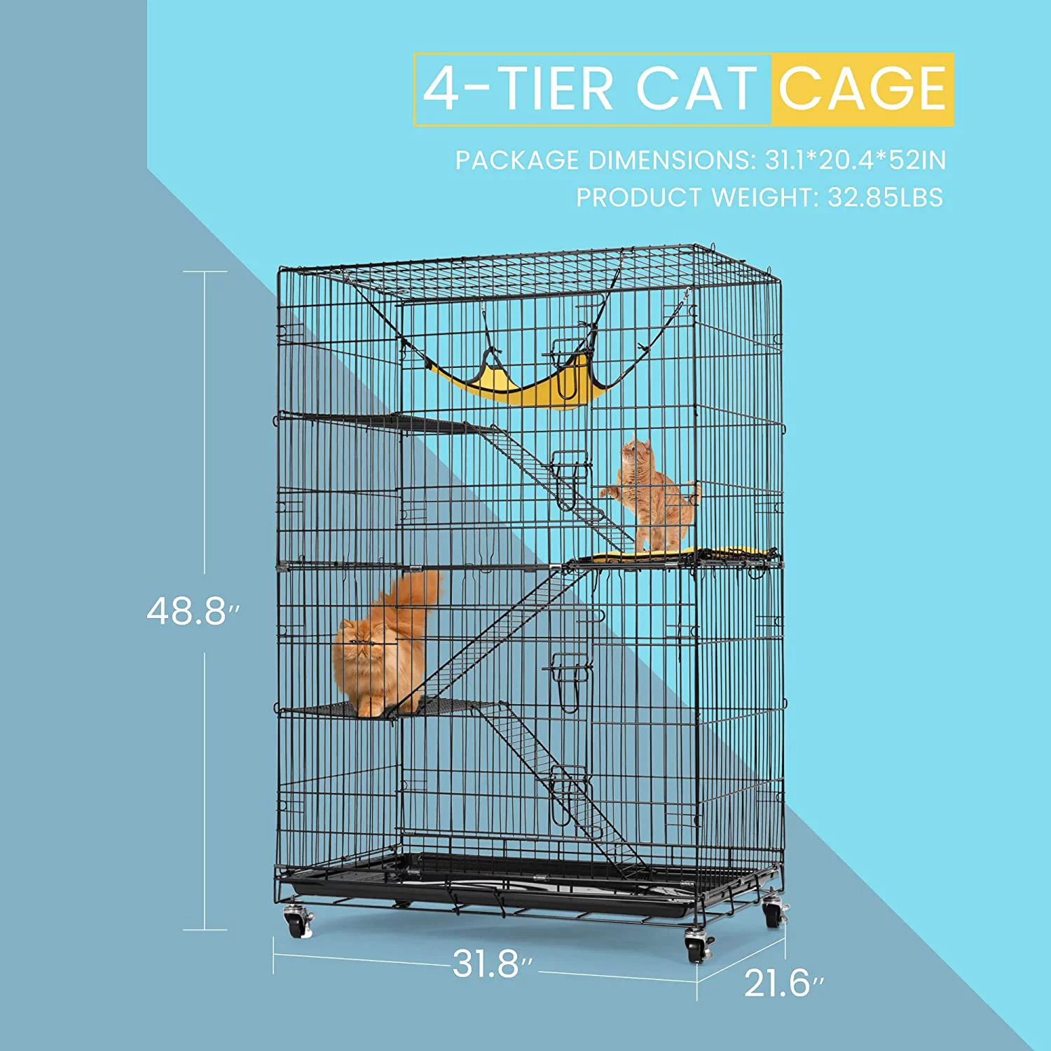 SPECSTAR 4-Tier 49 inch Collapsible Metal Cat Kitten Ferret Cage
