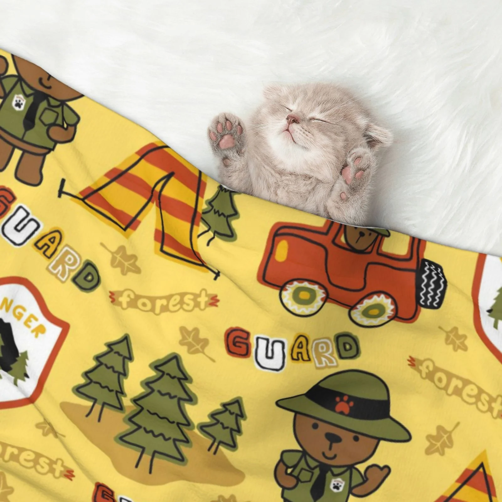 Junzan Waterproof Pet Blanket Dog Blankets,Forest Guard,Car Tenttrees Pattern Printing Super Soft Warm,Urine Proof Washable Outdoor Pet Blanket For Puppy Large Dogs & Cats