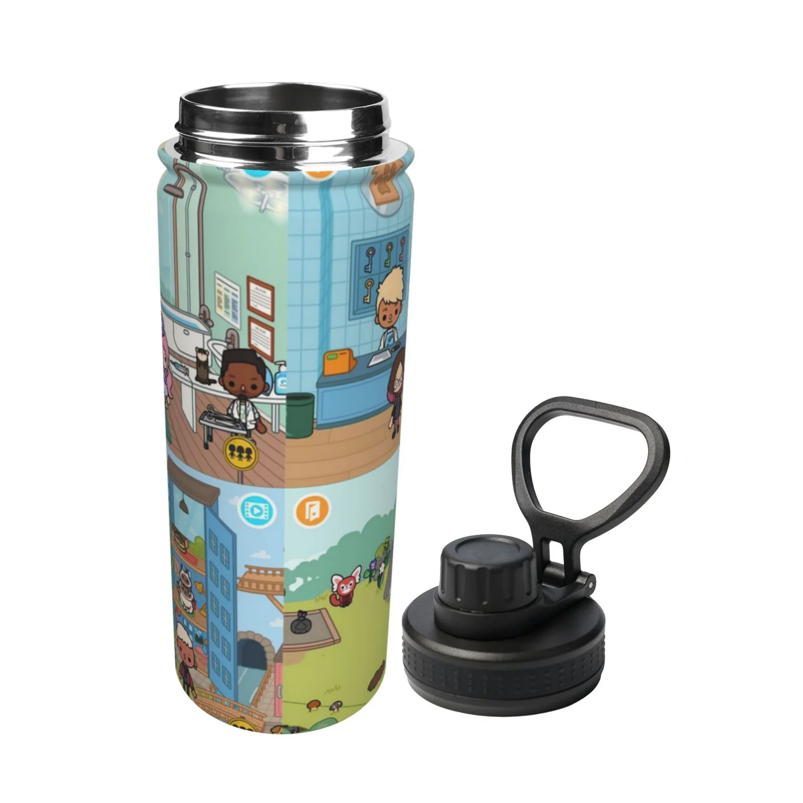 Toca Boca Sports Insulated Water Bottles Kettle Stainless Steel Portable Cup18OZ For Travel Gym School