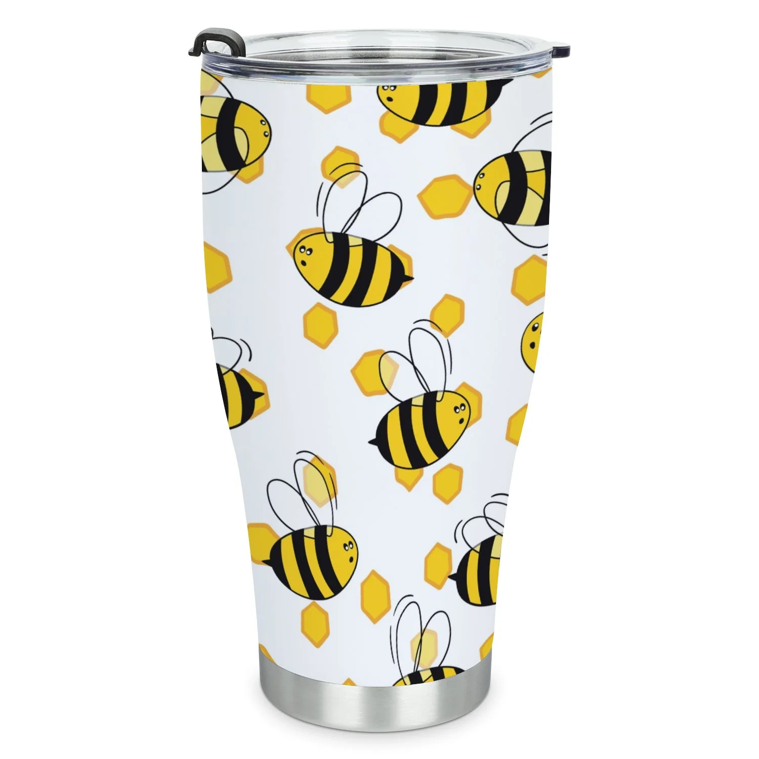 Hidove Stainless Steel Tumbler, Seamless Pattern with Bees 30oz Leak Proof & Stainless Steel Bottle for Hot & Cold Drinks - Coffee Travel Mug, Water Metal Canteen, Thermal Cup