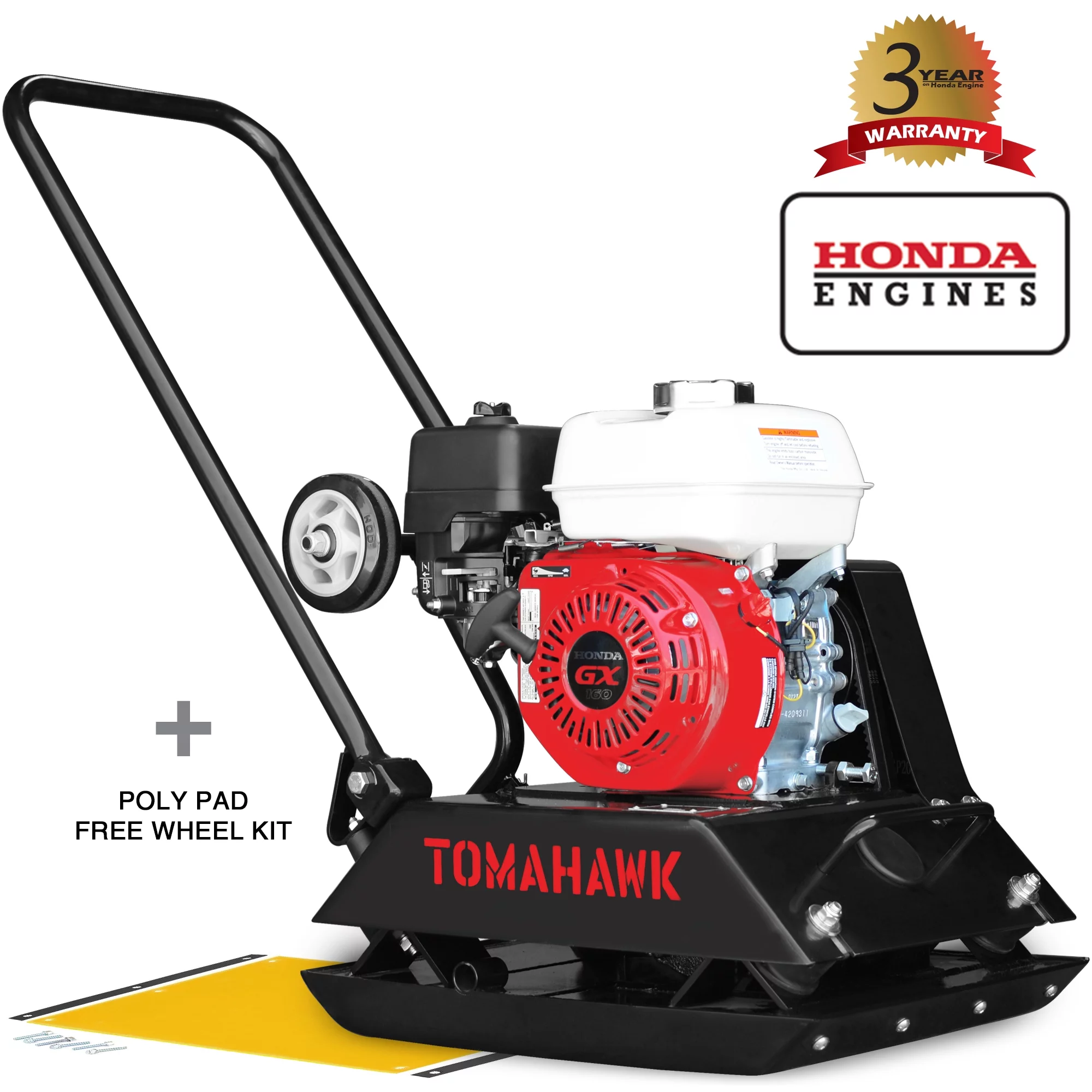 TOMAHAWK 5.5 HP Honda Vibratory Plate Compactor Tamper for Dirt Asphalt Gravel Soil Compaction with GX160 Engine