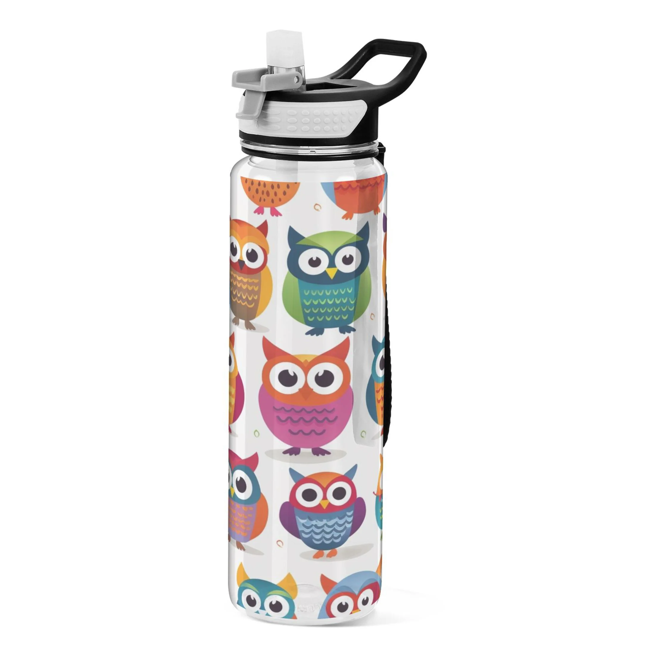Owls 32oz Water Bottles with Straw Tritan Leakproof Sports Bottle BPA Free Clear for Fitness Gym Swimming Cycling