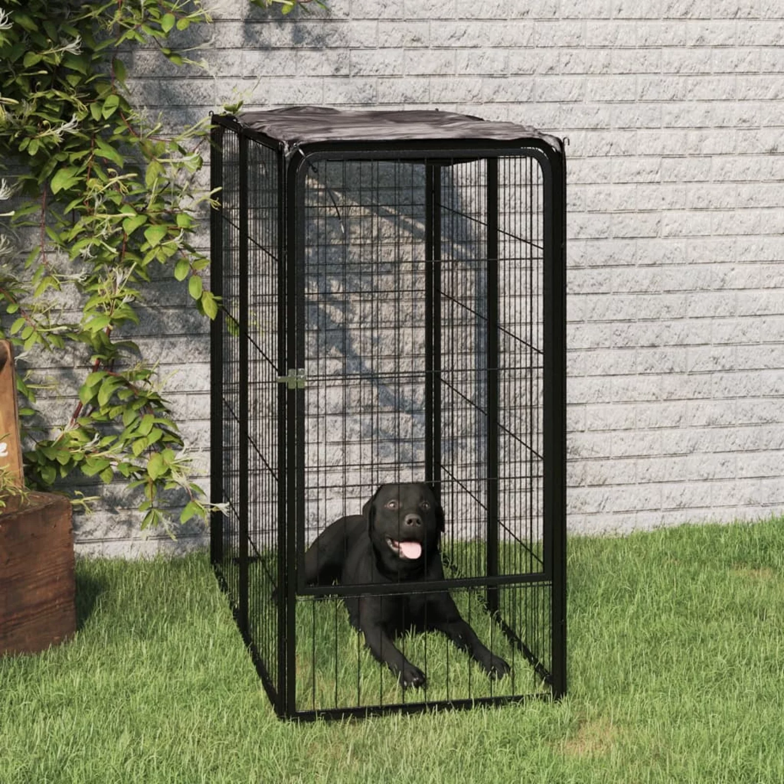Irfora Dog Playpen 6 Panels Black 19.7