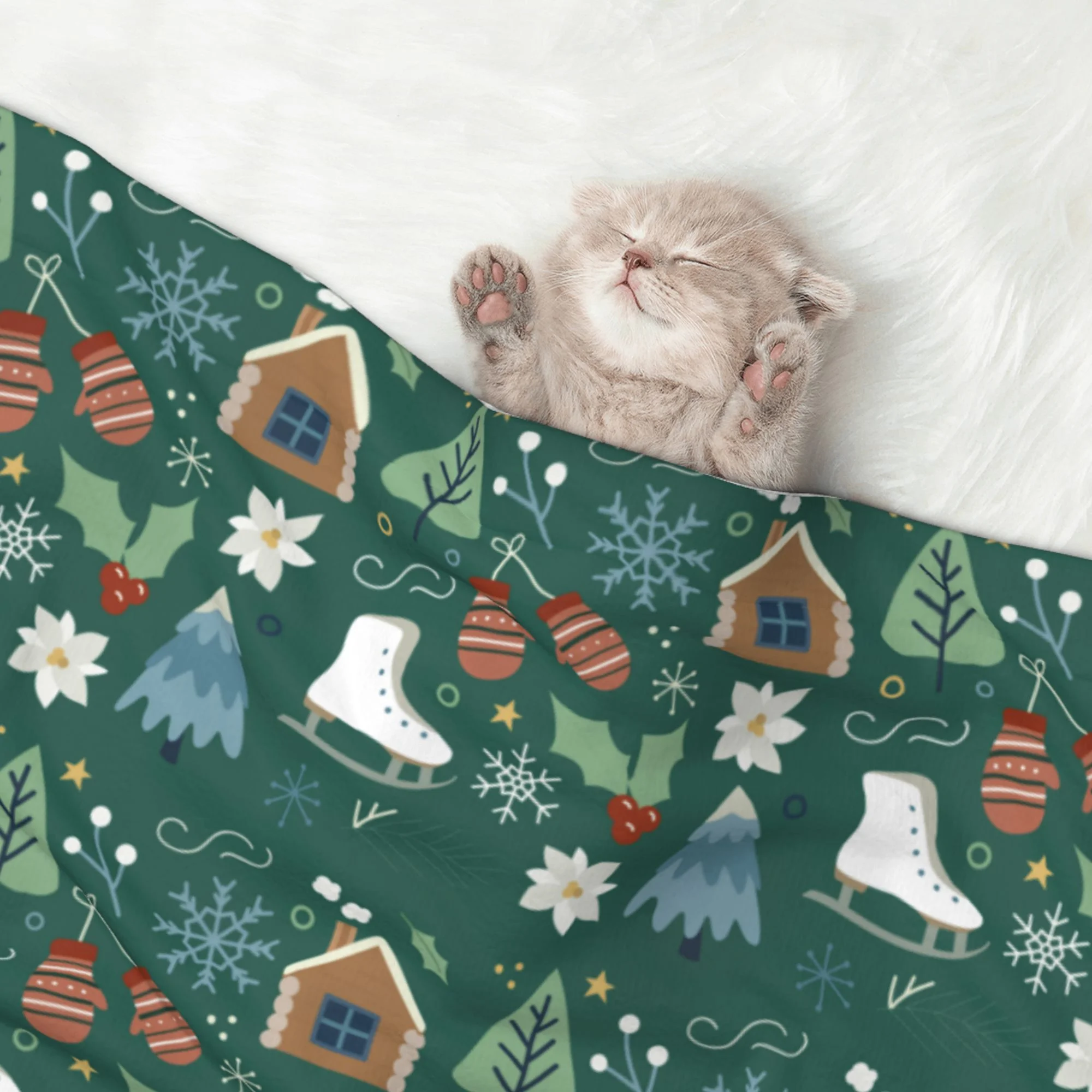 XMXY Dog Throw Blankets, Soft Cozy Cute Christmas Trees Socks Pet Blankets for Couches Machine Washable for Indoor Cats Dogs, Medium Size