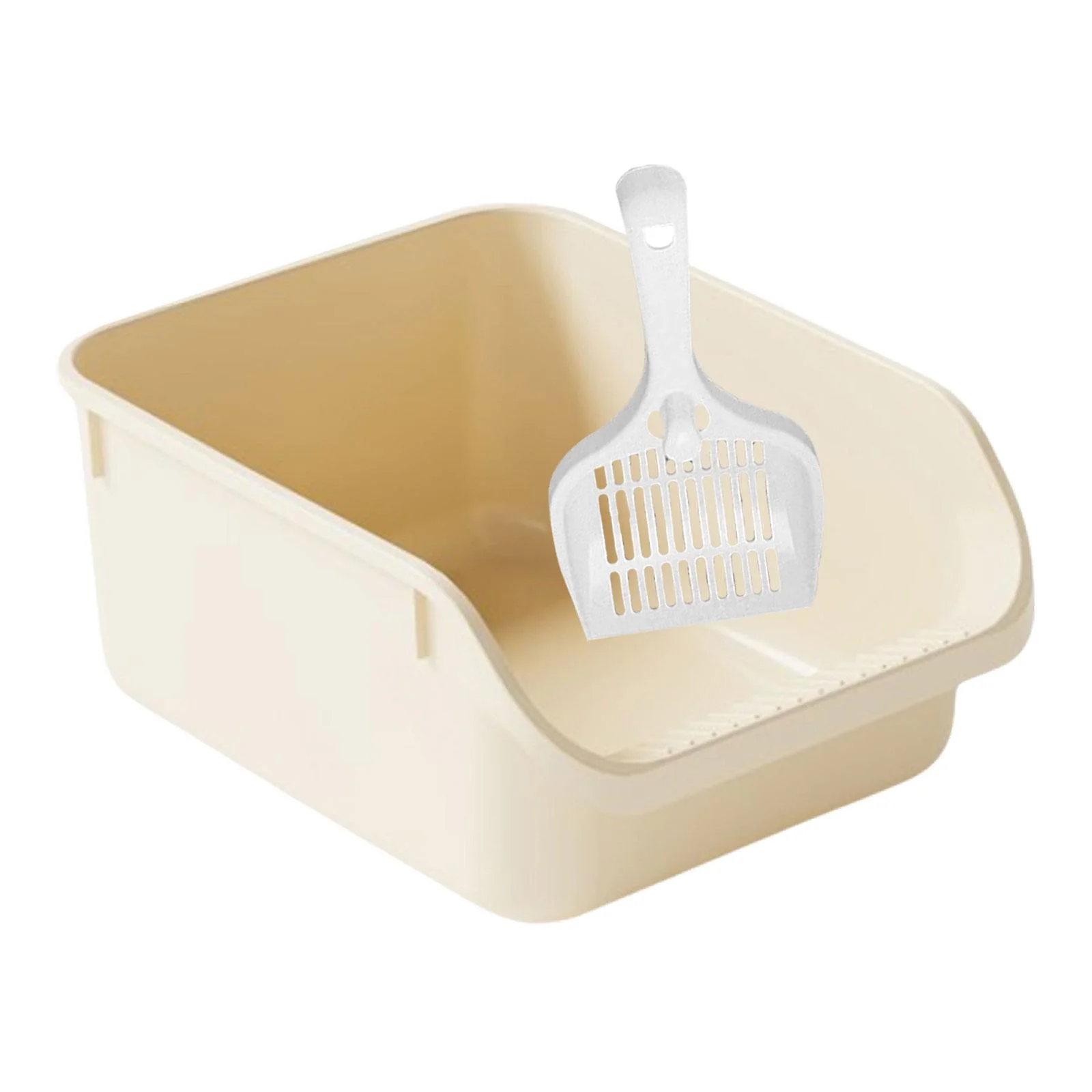 Toysmith Cat Toilet Sand Box s Litter Litter Container High Sided Easy Carry Kitty Litter Pan Cat Litter Toilet Beige