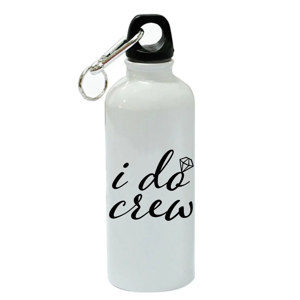 I Do Crew with Engagement Ring White Aluminum Sports 20 oz Water Bottle