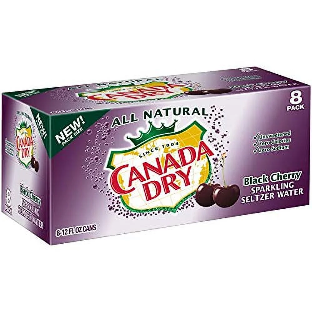 Canada Dry Black Cherry Sparkling Seltzer Water 8-12 fl oz cans