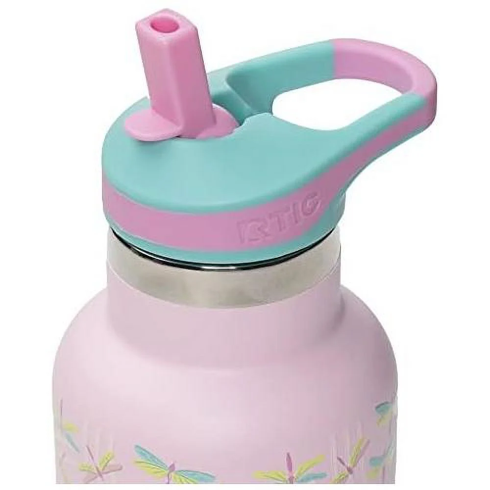 Cub Kids Insulated Water Bottle, Double Wall Vacuum Stainless Steel Drink Bottles, For Hot Cold Drinks With Lid And Straw For School Or Travel, Dishwasher Safe, 12 Oz, Dragonflies