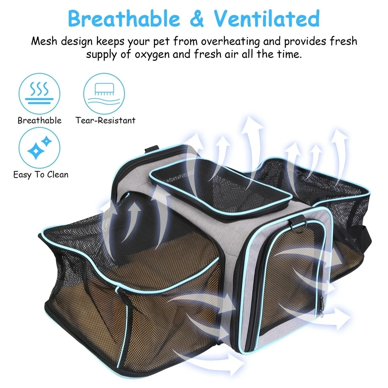 Expandable Pet Carrier Airline Approved Cat Dog Carrier Cat Collapsible Soft Carrier Bag with Removable Fleece Pad