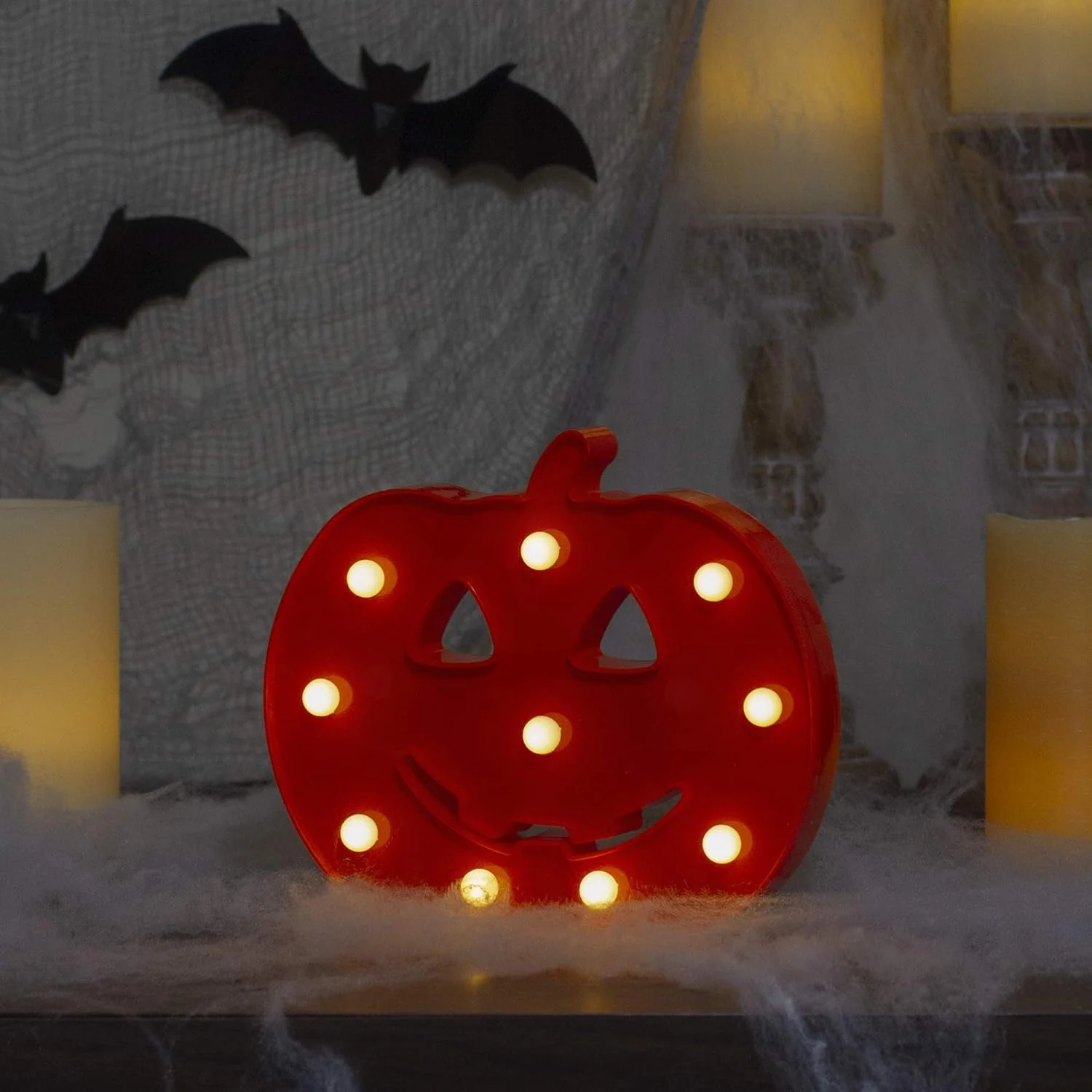 LED Lighted Orange Jack-O-Lantern Marquee Sign