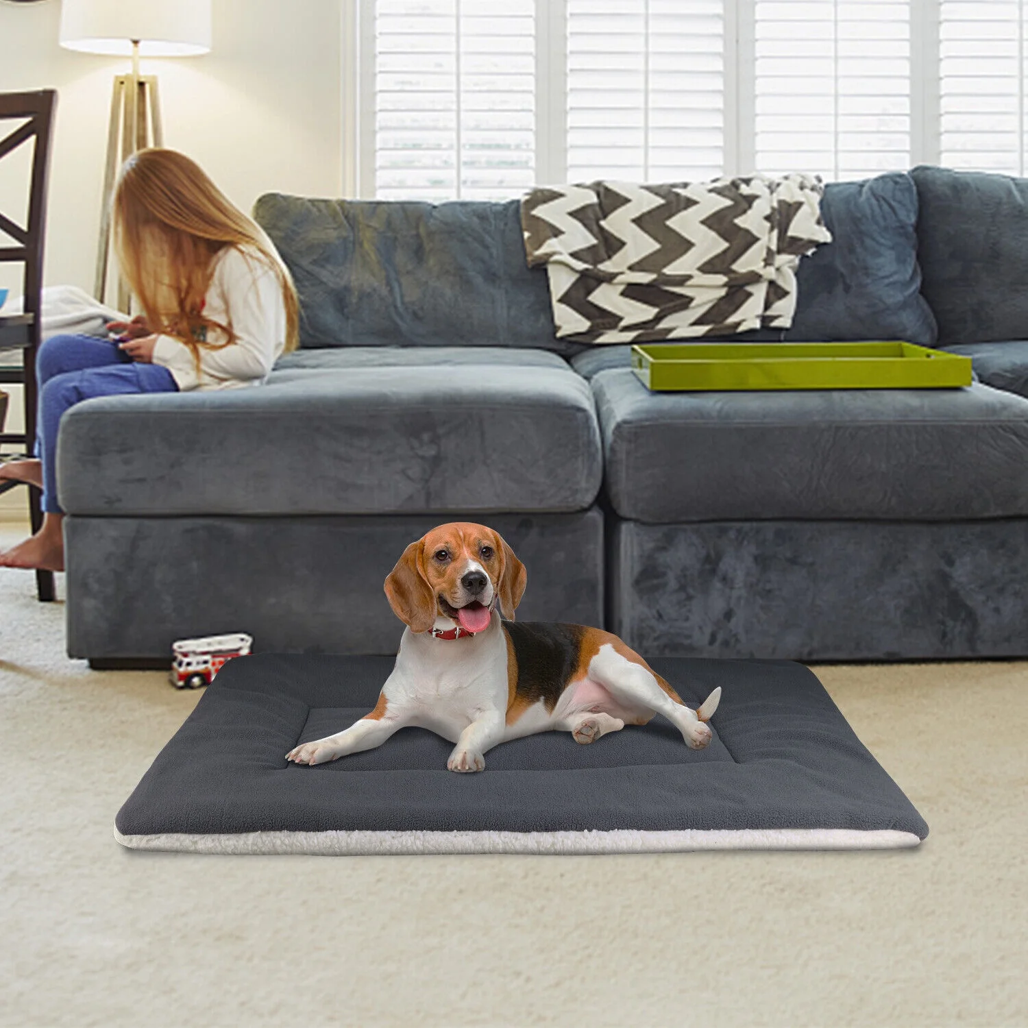 Pet Dog Cat Bed Mat Soft Crate Kennel Pad Washable Anti-Slip Mattress Cushion