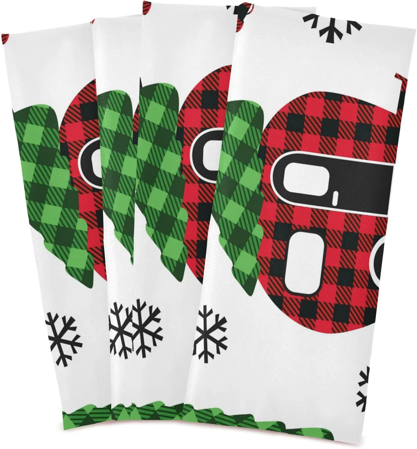 GZHJMY Plaid Christmas Red Car Kitchen Towels Set of 4 Dishcloths Hand Towels Tea Towels Ultra Absorbent for Cleaning Washing Drying Dishes Tableware 28'' x 18''