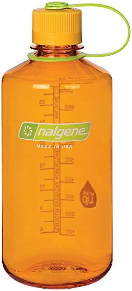 Nalgene Tritan Narrow Mouth BPA-Free Water Bottle, Clementine, 32 oz (342026)