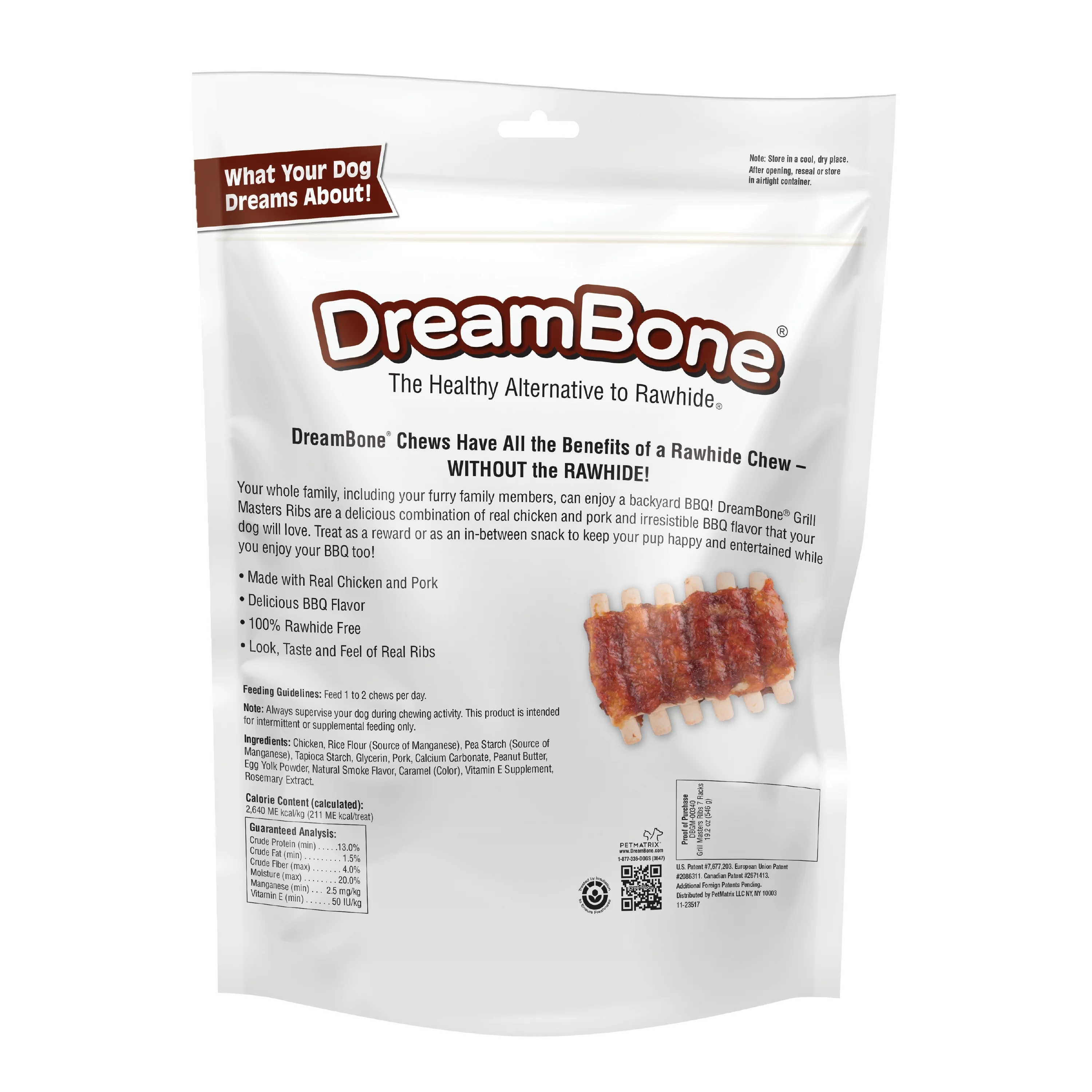 DreamBone Grill Masters Ribs Rawhide-Free Dog Chews, 7 Full Racks