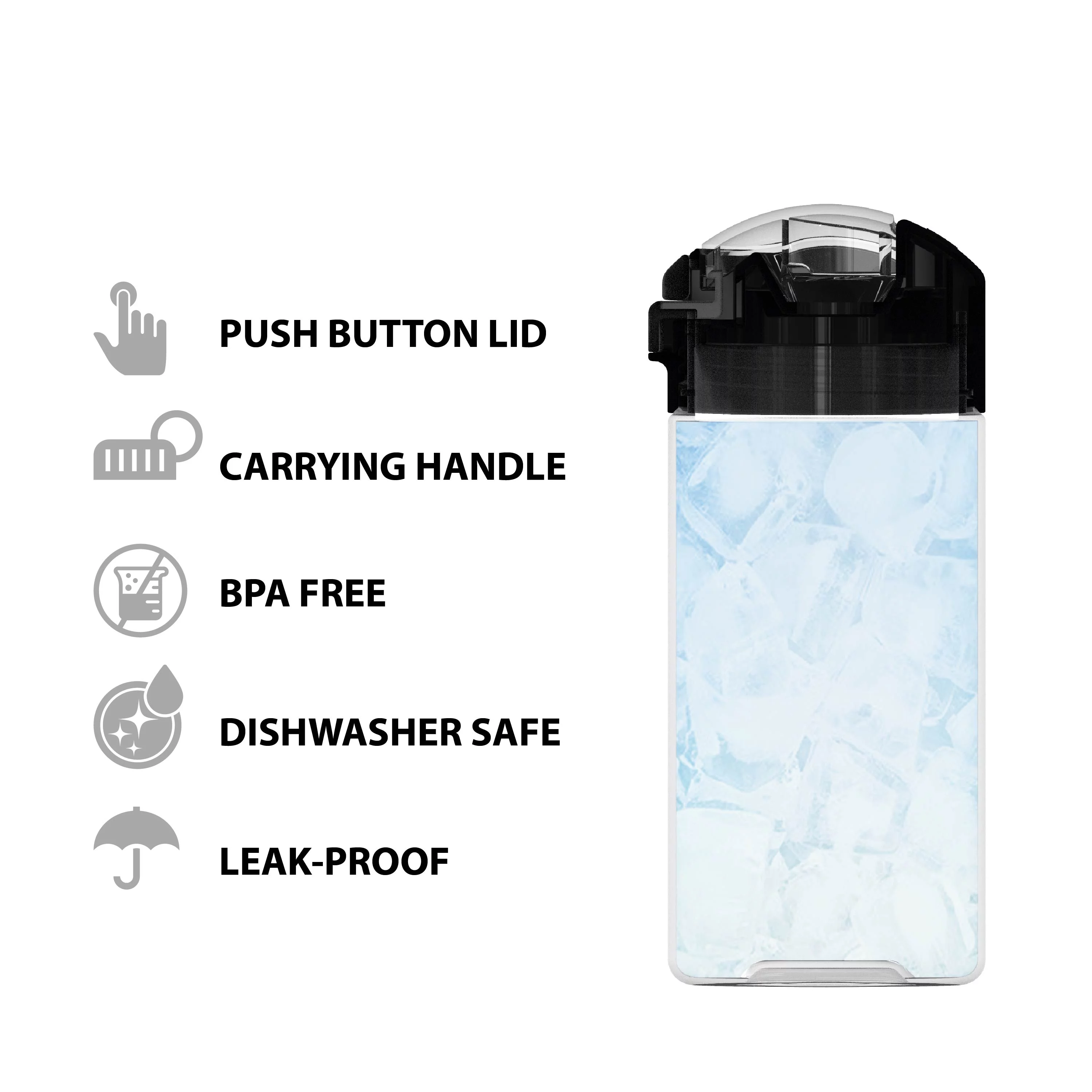 Zak Designs Kids 18 oz. Plastic Water Bottle Durable Plastic Interchangeable Lid Built-In Carry Handle Leak-Proof Indoor Outdoor Sports BPA Free