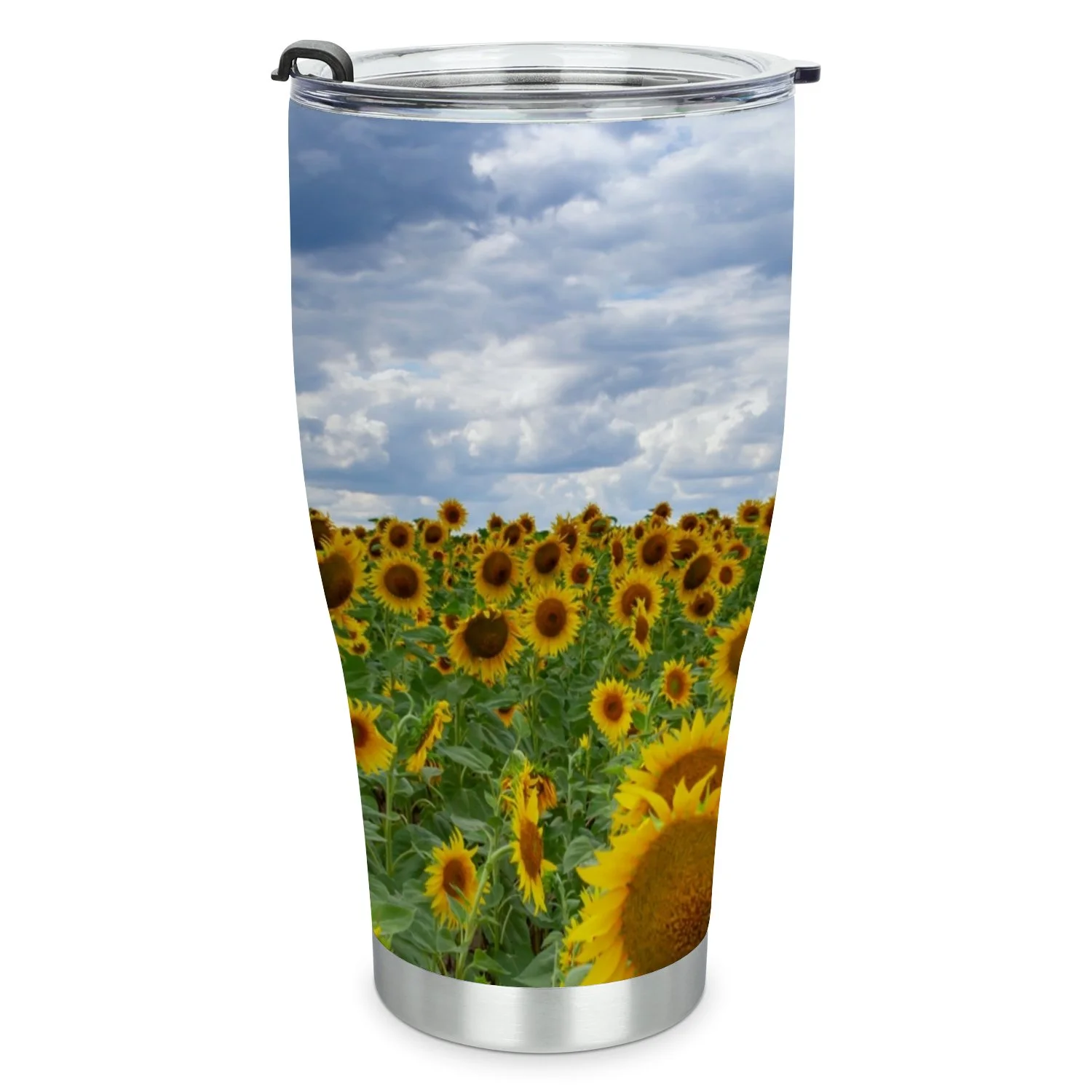 Hidove Stainless Steel Tumbler, a Field with Blooming Sunflowers 30oz Leak Proof & Stainless Steel Bottle for Hot & Cold Drinks - Coffee Travel Mug, Water Metal Canteen, Thermal Cup
