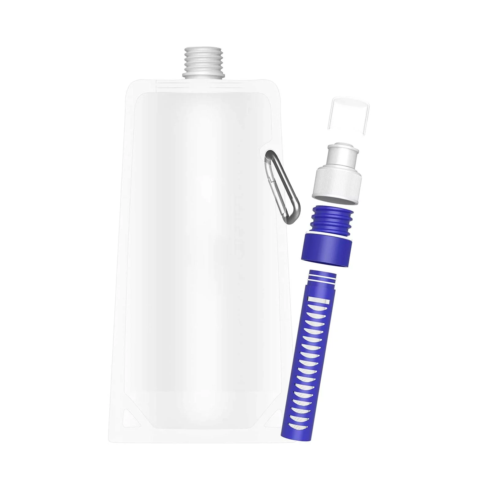 Foldable Filtered Water Bottle Outdoor Filtered Water Bag for Travel Camping 480ml