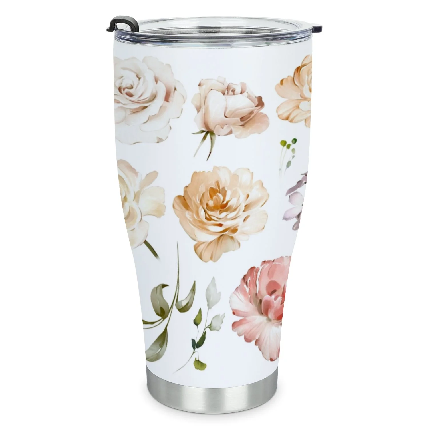 Hidove Stainless Steel Tumbler, Pink Flowers, Garden Roses 30oz Leak Proof & Stainless Steel Bottle for Hot & Cold Drinks - Coffee Travel Mug, Water Metal Canteen, Thermal Cup