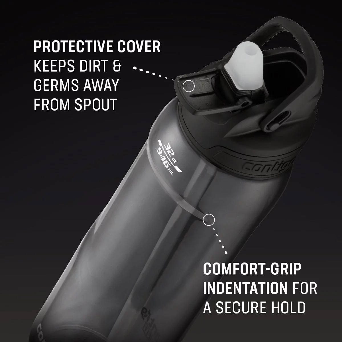 Contigo Fit, Plastic Water Bottle, Autospout Lid, Surge, 32 fl oz.